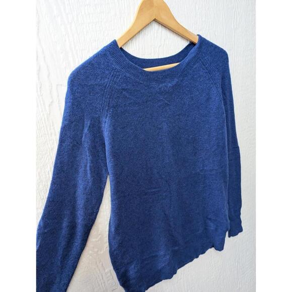 Only Mine 2-Ply 100% Cashmere Royal Blue Sweater Elbow Patches Size Medium - Picture 2 of 5